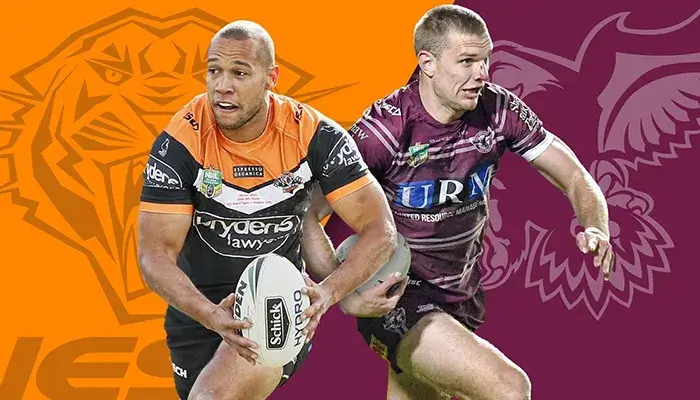 Match between Wests Tigers and Sea Eagles